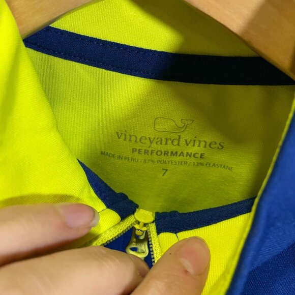 Vineyard Vines Performance Pullover Size 7 Bright Blue & Yellow - Picture 3 of 4